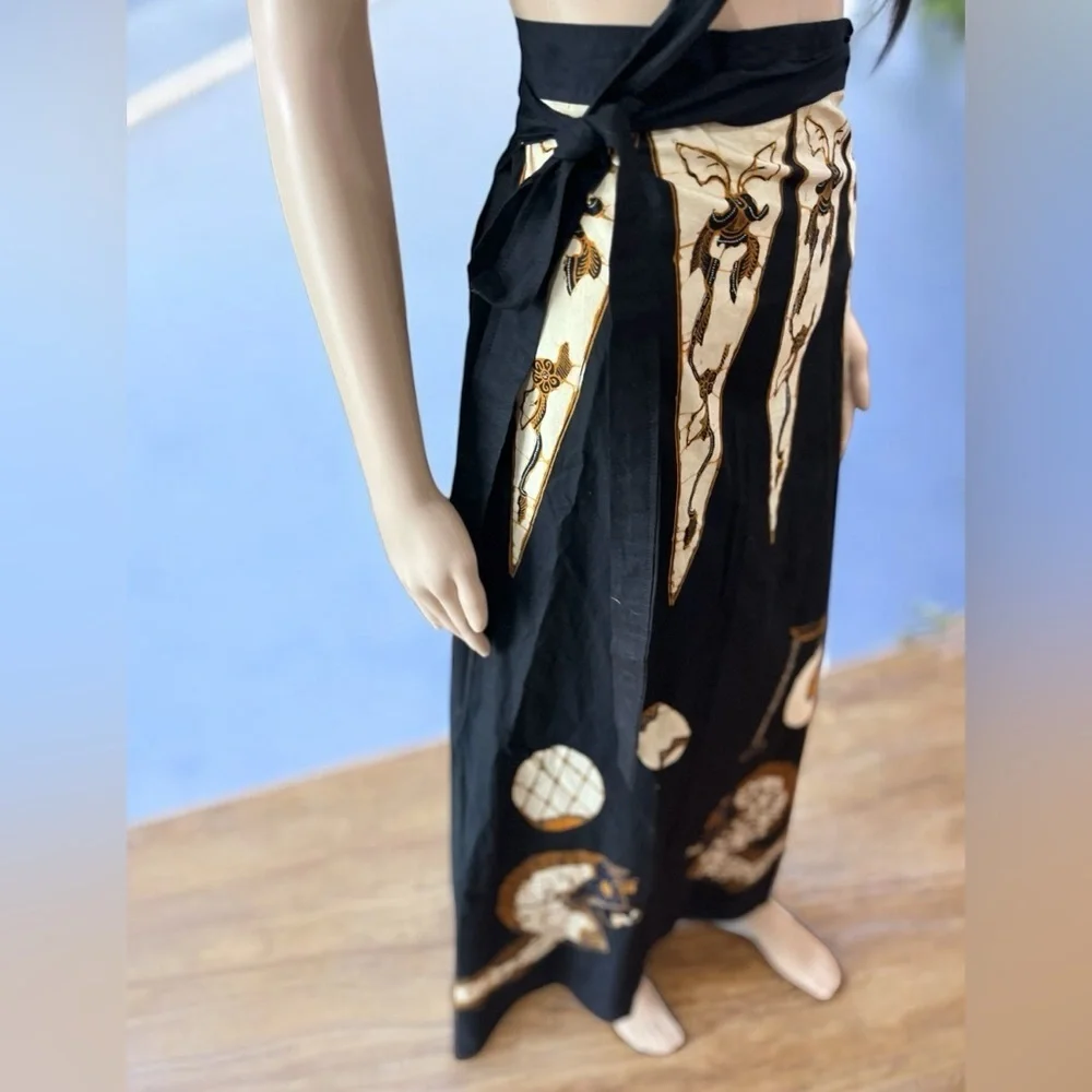 Primissima batik wrap skirt matching scarf vintage